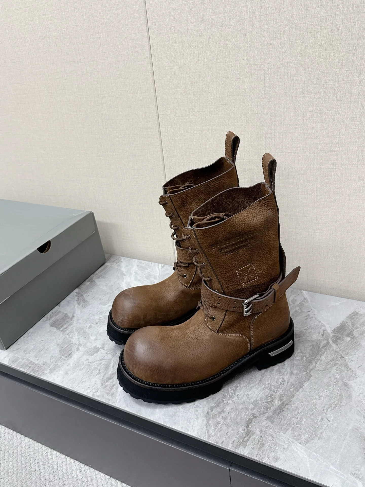 BALENCIAGA Boots Leather Brown-Black EU35-45 D90202609111372 - Image 4