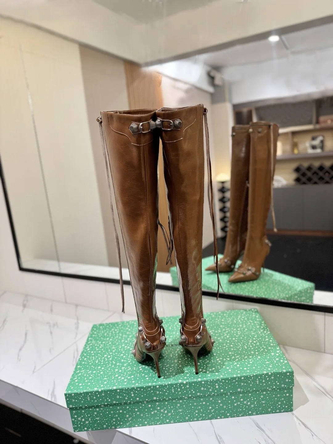 BALENCIAGA Boots Leather Brown-Silver F90202609111438 - Image 9