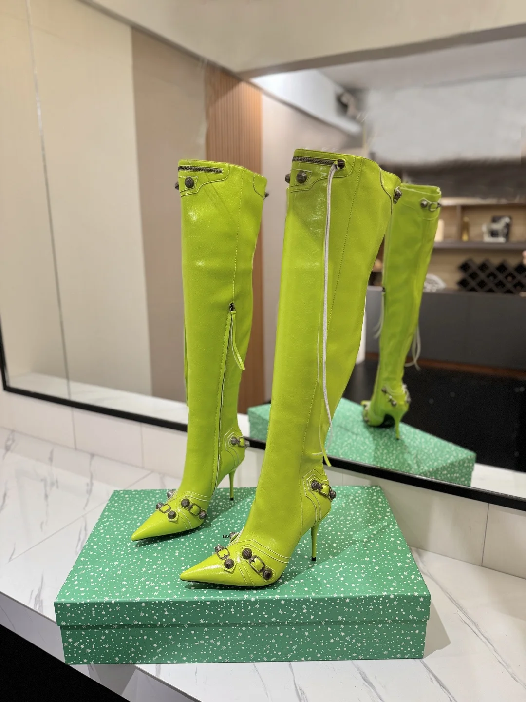 BALENCIAGA Boots Leather Lime-Bronze F90202609111437 - Image 2