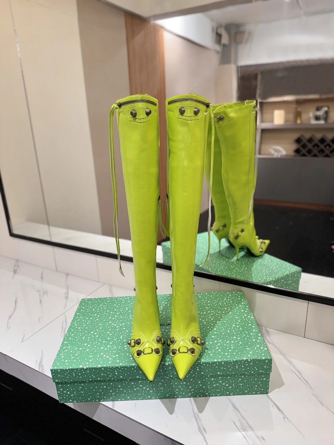 BALENCIAGA Boots Leather Lime-Bronze F90202609111437 - Image 3