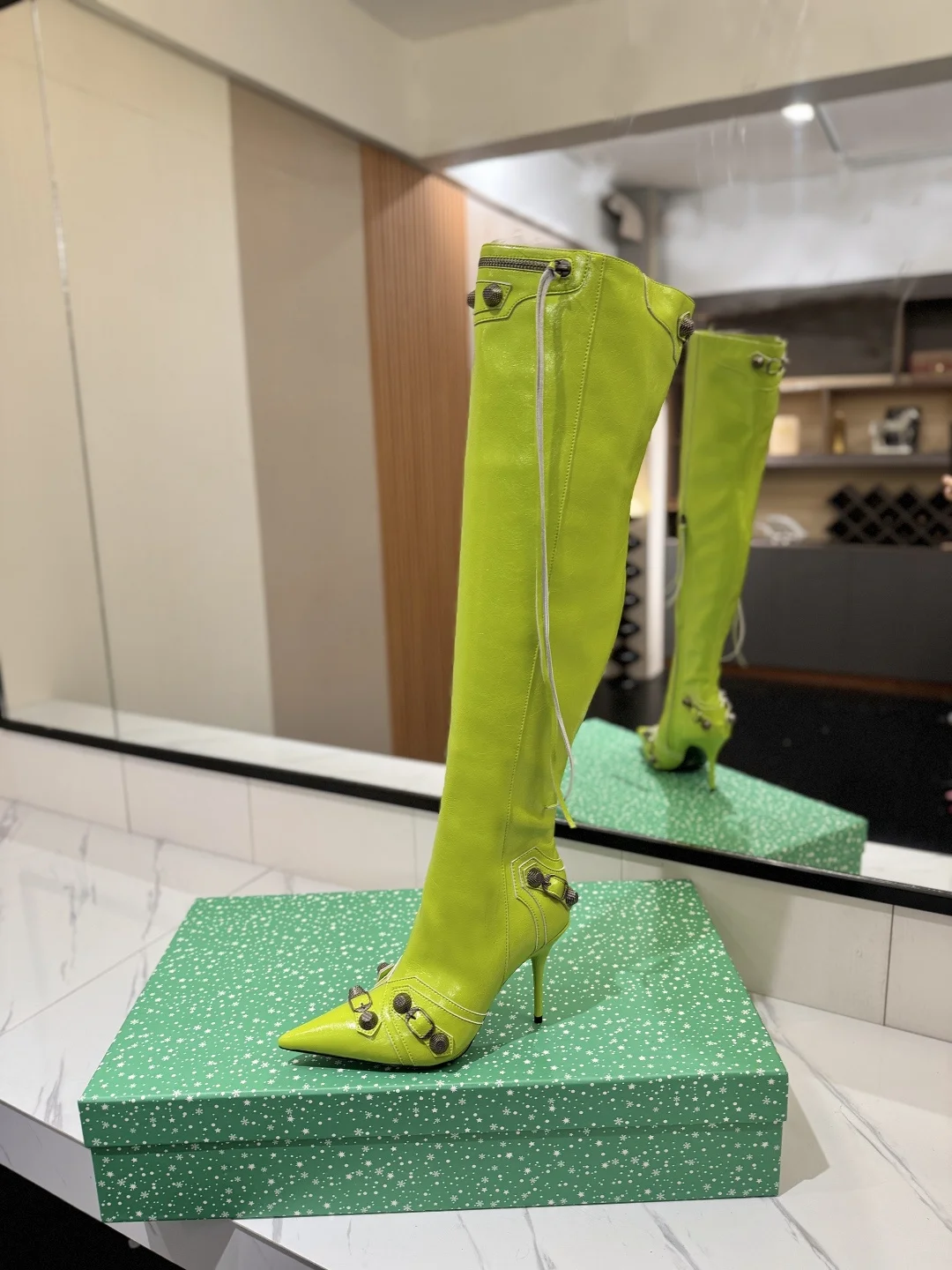 BALENCIAGA Boots Leather Lime-Bronze F90202609111437 - Image 4