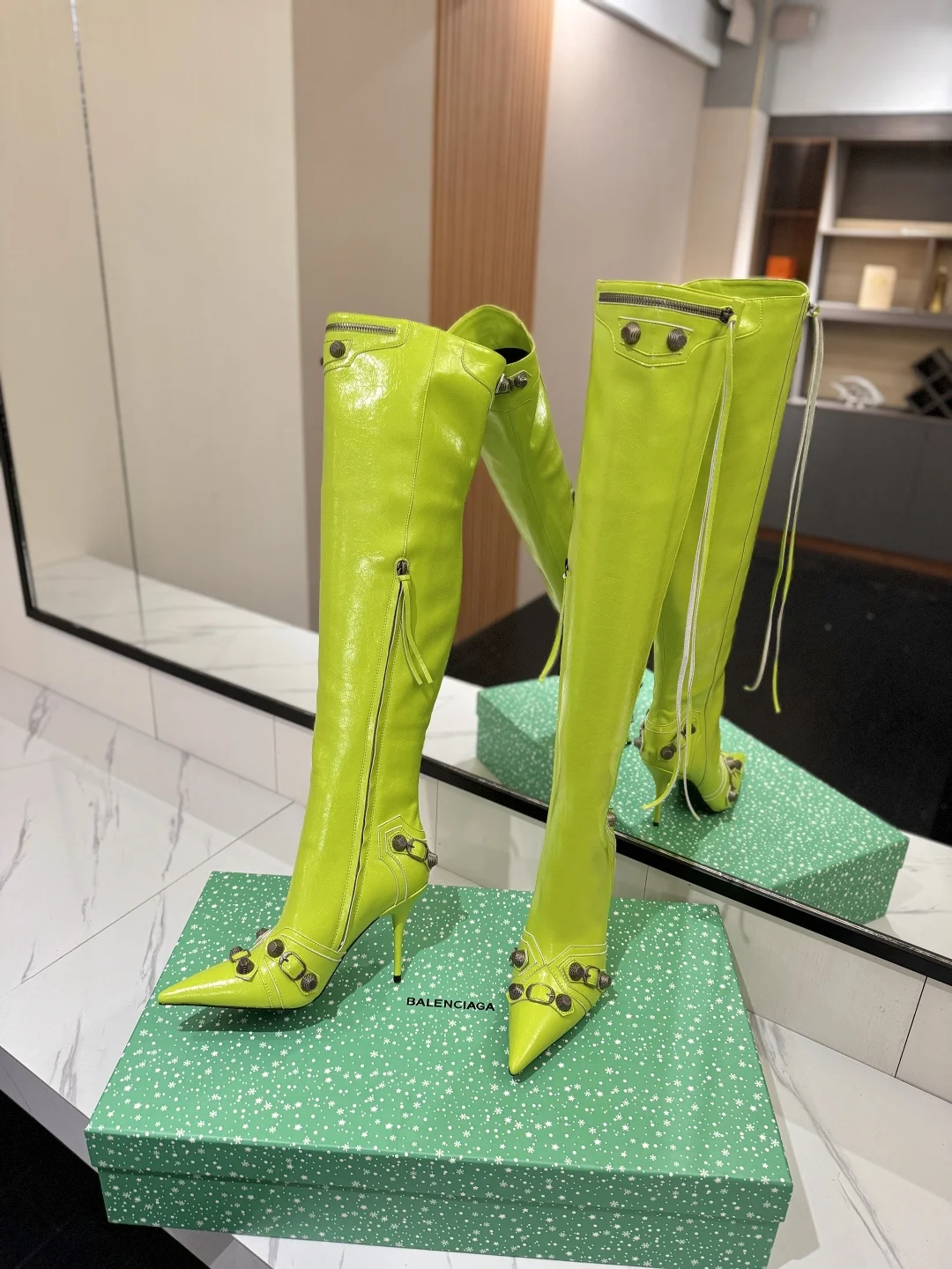 BALENCIAGA Boots Leather Lime-Bronze F90202609111437 - Image 5