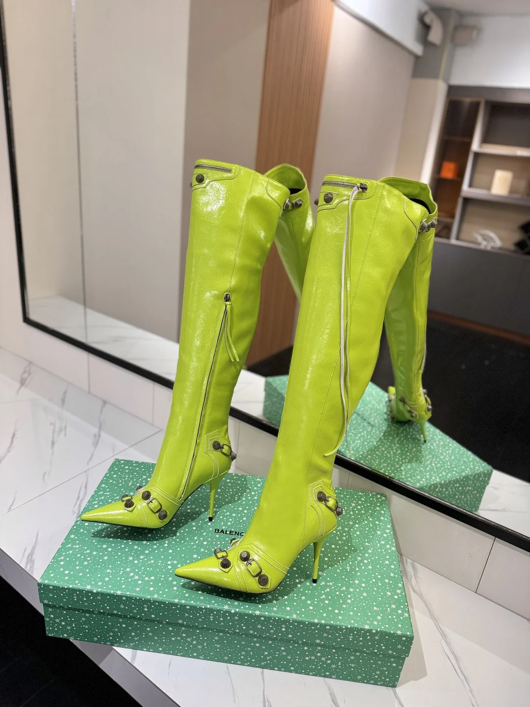 BALENCIAGA Boots Leather Lime-Bronze F90202609111437 - Image 6