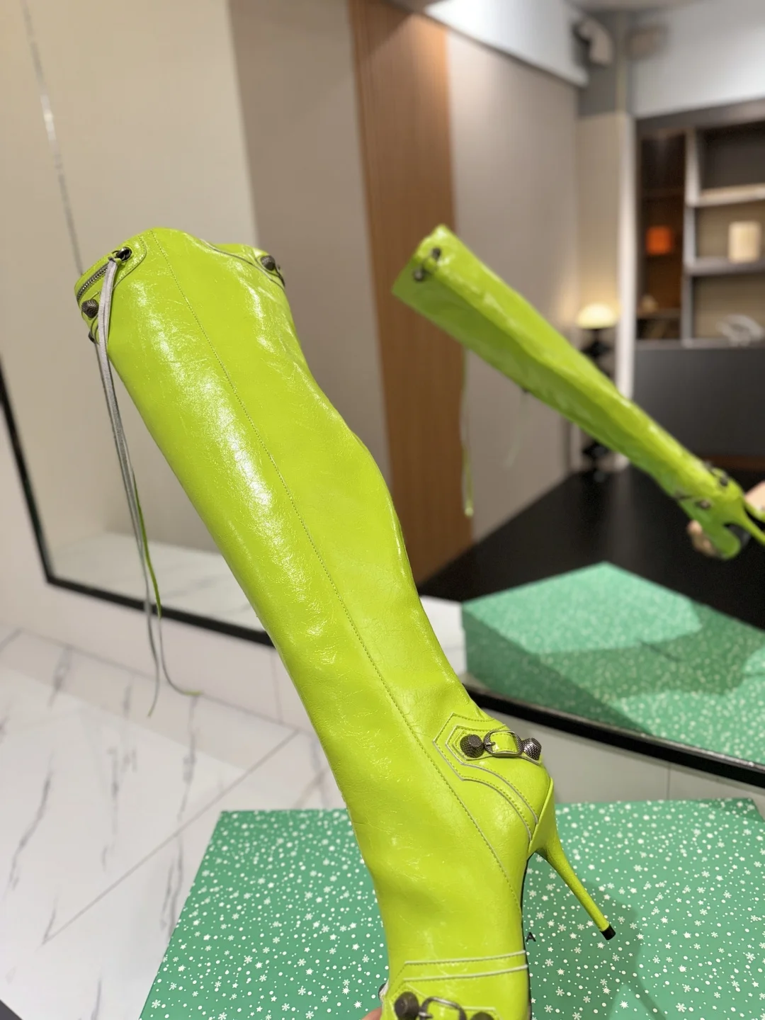 BALENCIAGA Boots Leather Lime-Bronze F90202609111437 - Image 8