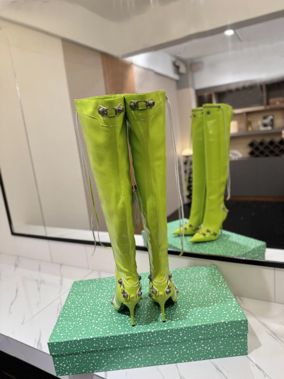 BALENCIAGA Boots Leather Lime-Bronze F90202609111437 - Image 9