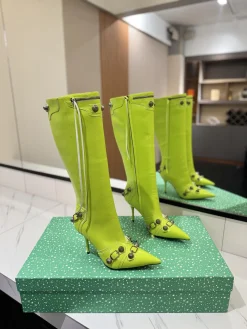 BALENCIAGA Boots Leather Lime-Silver E70202609111424