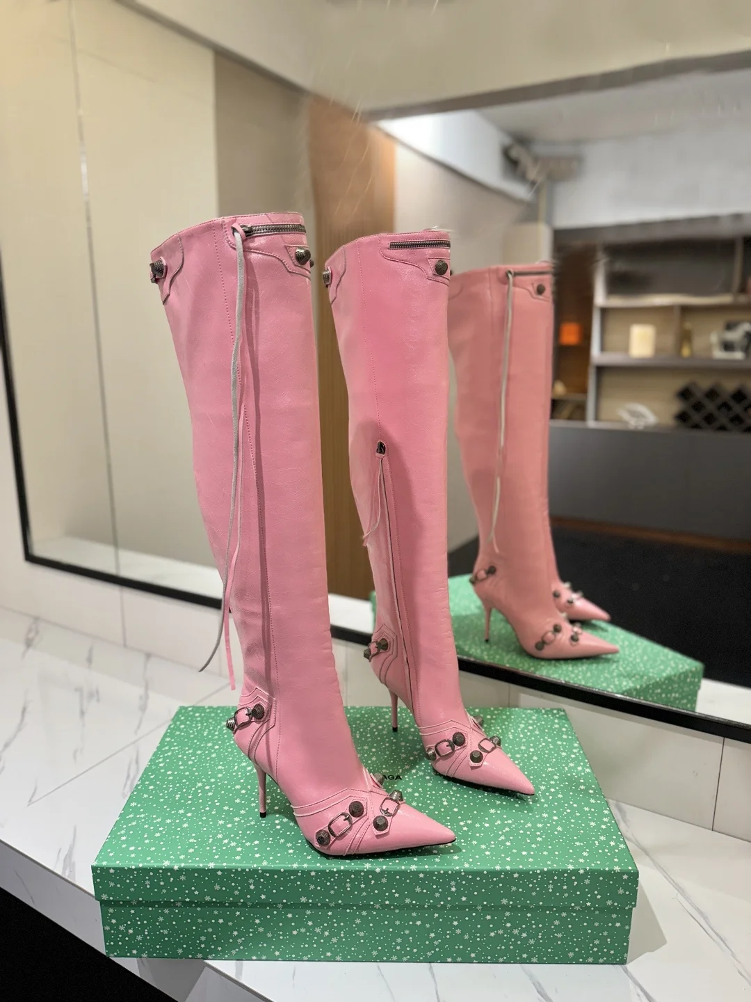 BALENCIAGA Boots Leather Pink-Silver F90202609111439