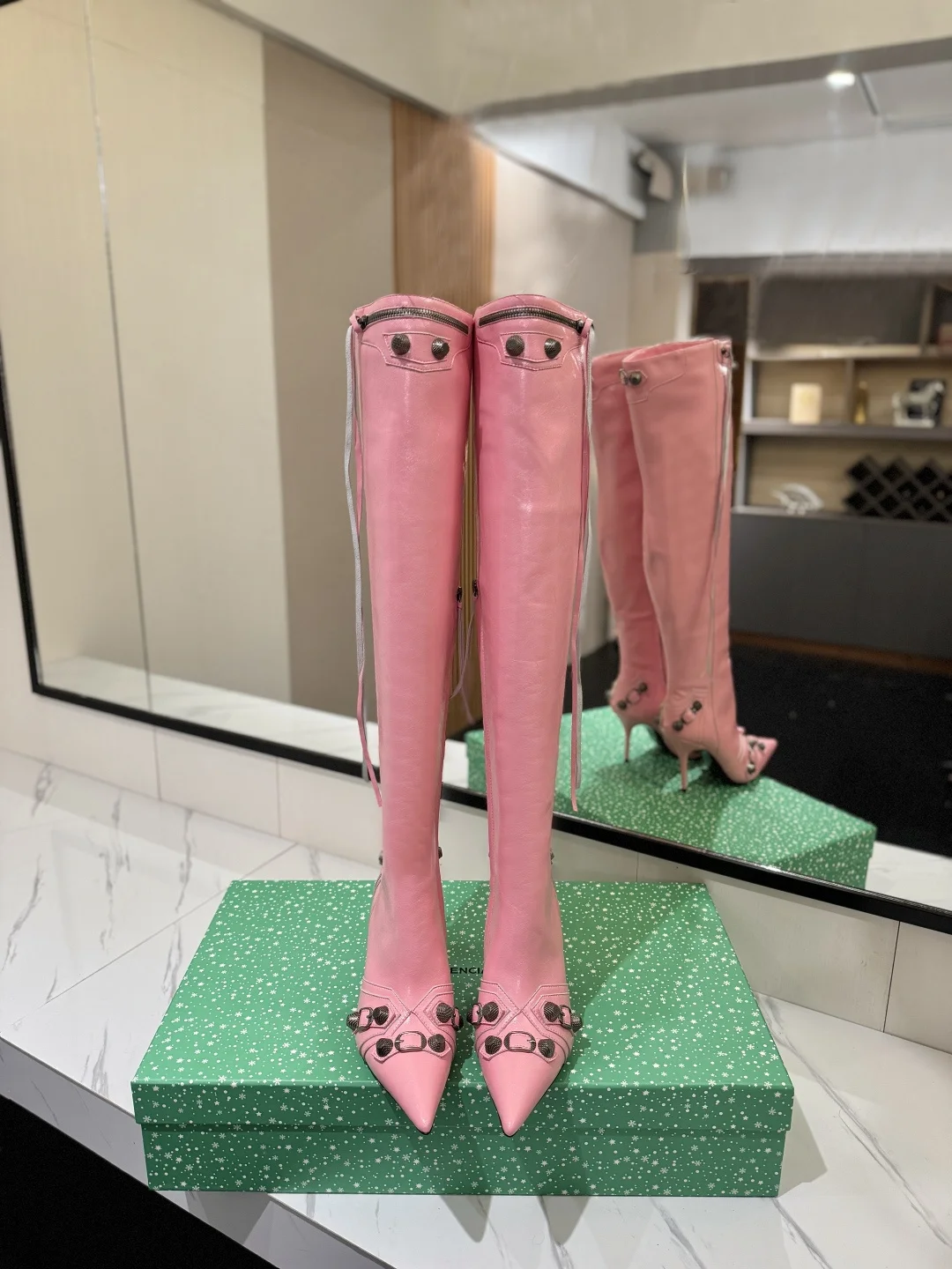 BALENCIAGA Boots Leather Pink-Silver F90202609111439 - Image 3