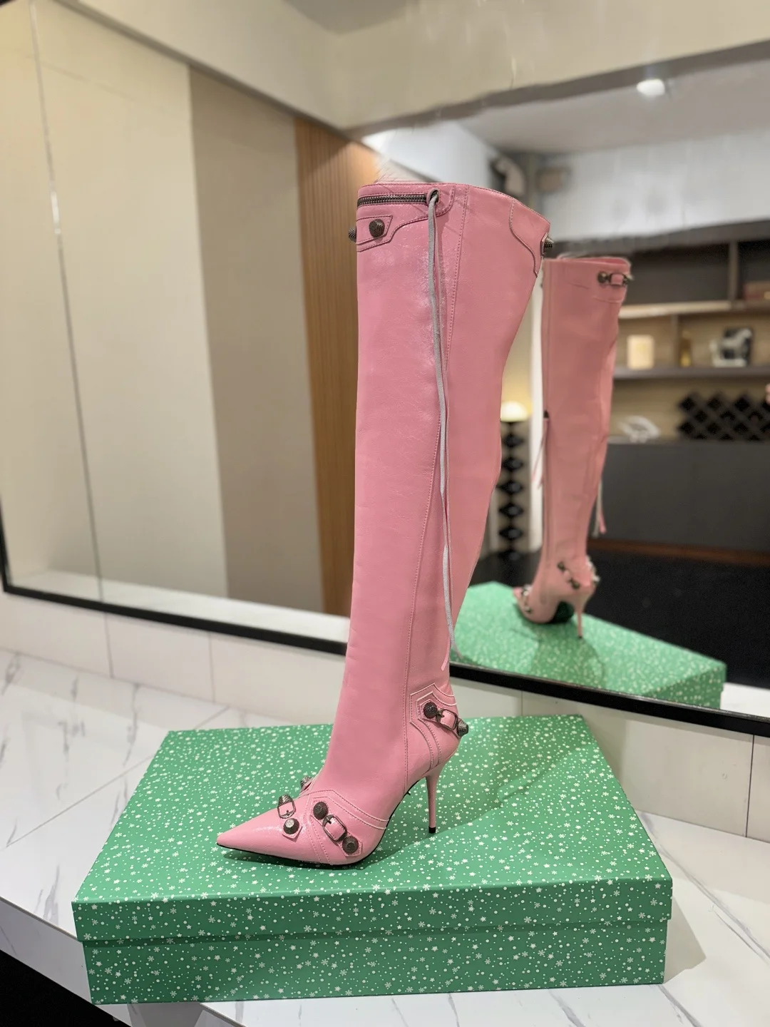 BALENCIAGA Boots Leather Pink-Silver F90202609111439 - Image 4