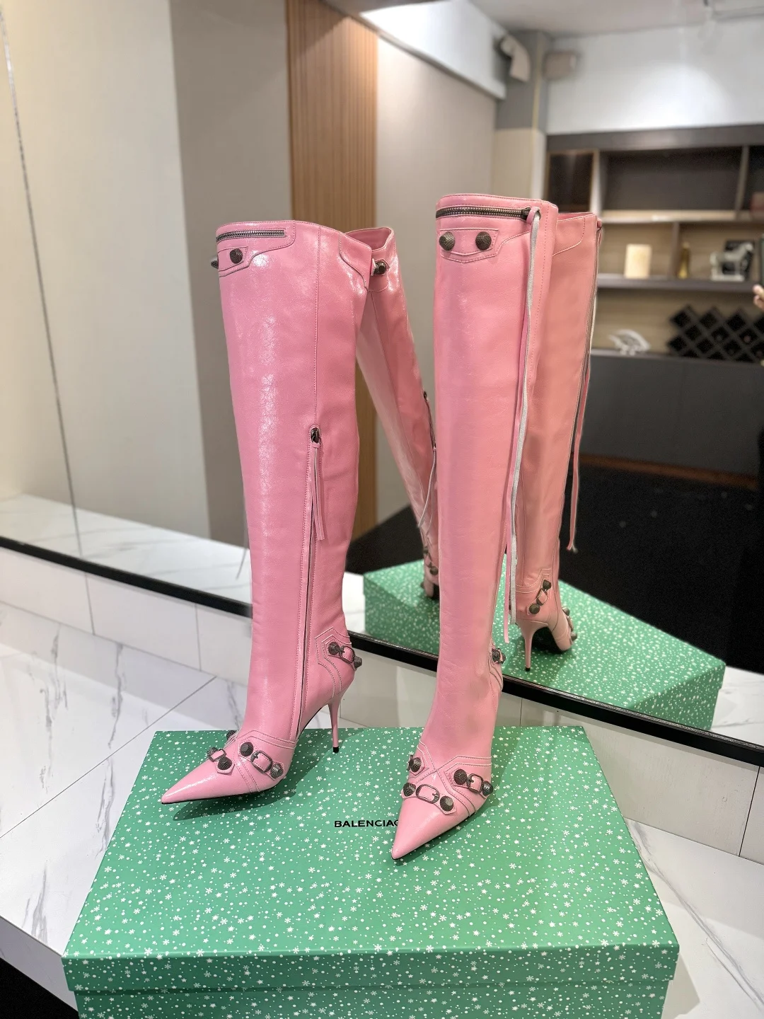 BALENCIAGA Boots Leather Pink-Silver F90202609111439 - Image 5