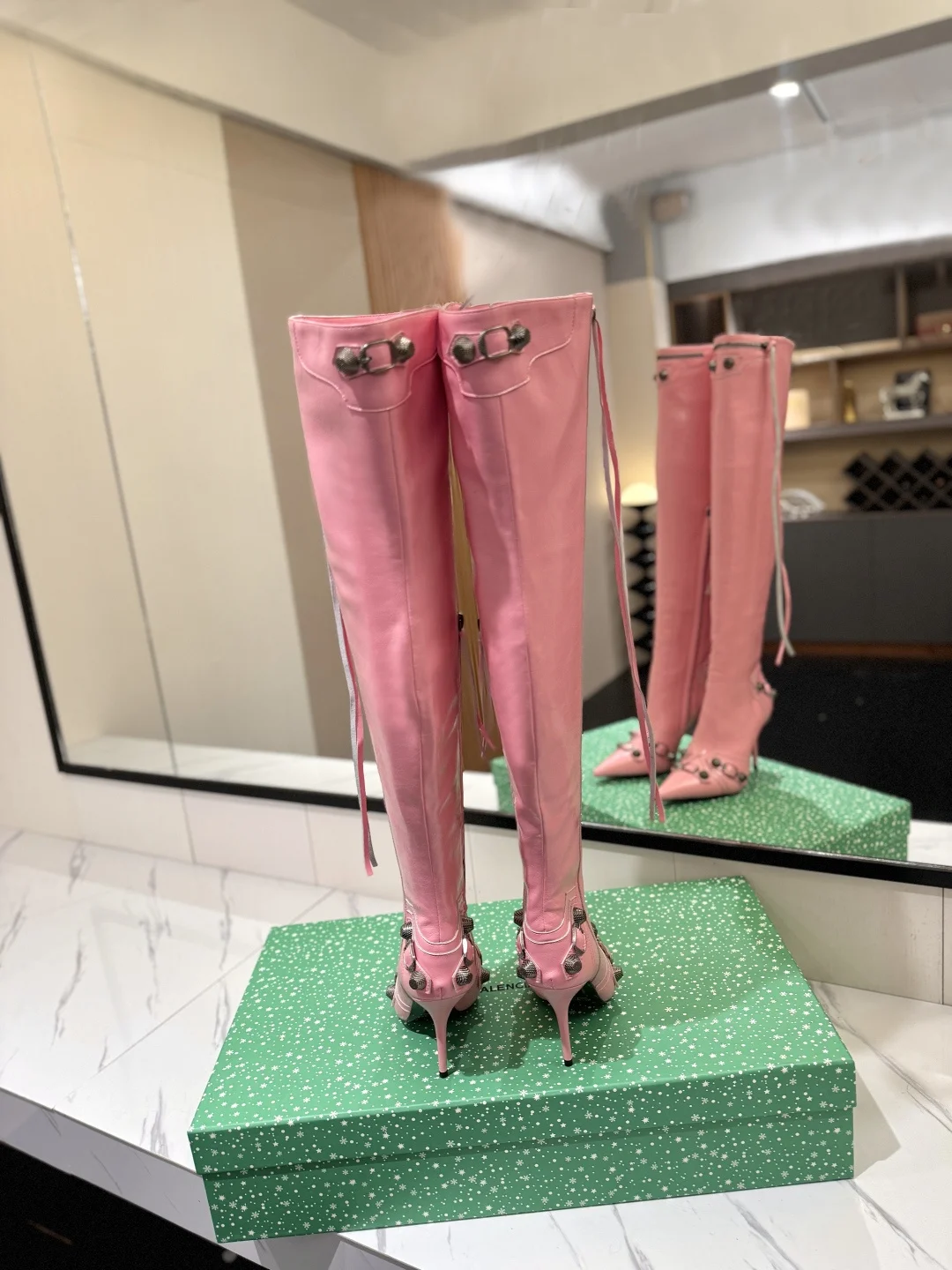 BALENCIAGA Boots Leather Pink-Silver F90202609111439 - Image 9