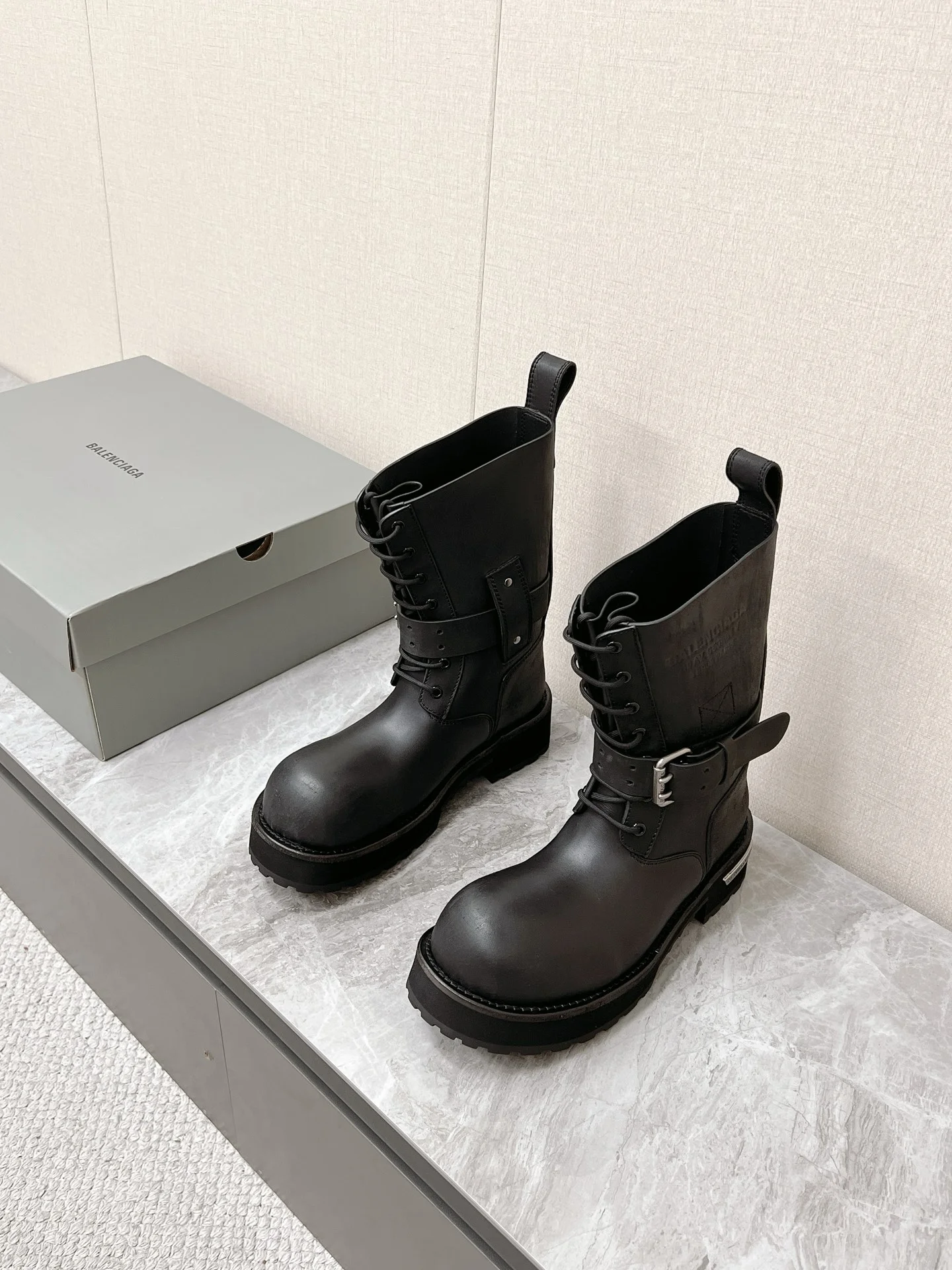 BALENCIAGA Boots Leather Rubber Black EU35-45 D90202609111373