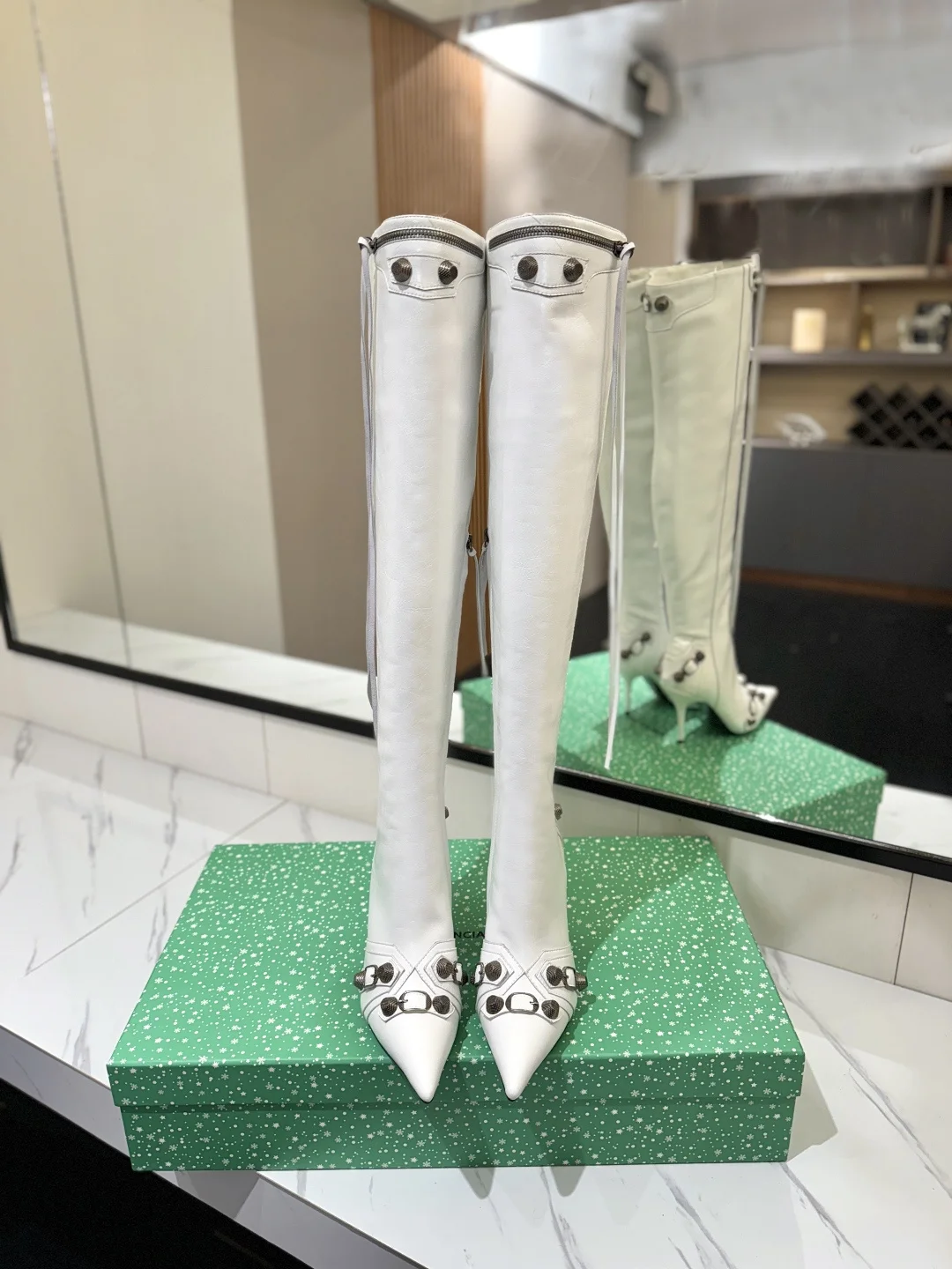 BALENCIAGA Boots Leather White-Silver F90202609111440 - Image 3
