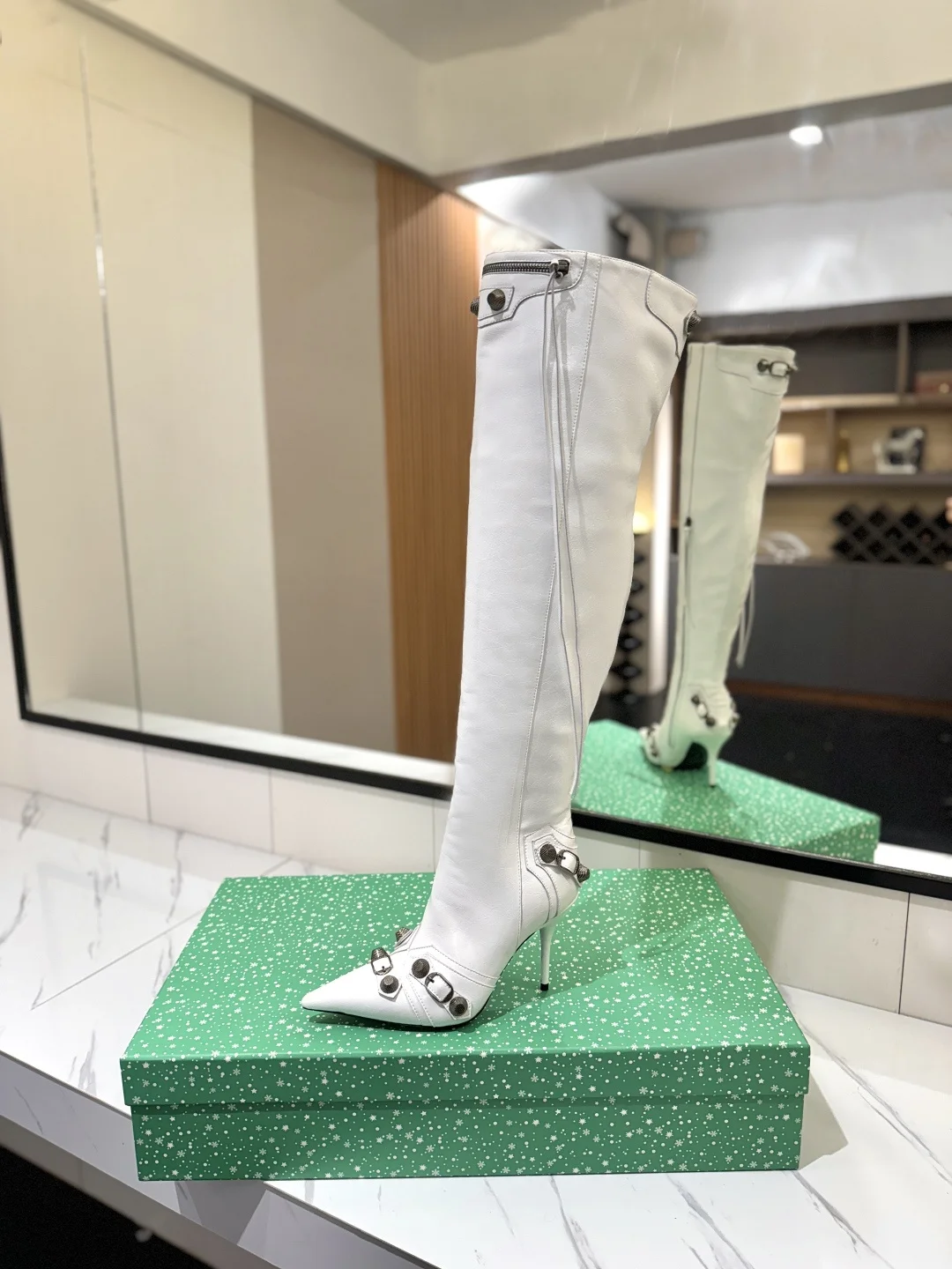 BALENCIAGA Boots Leather White-Silver F90202609111440 - Image 4