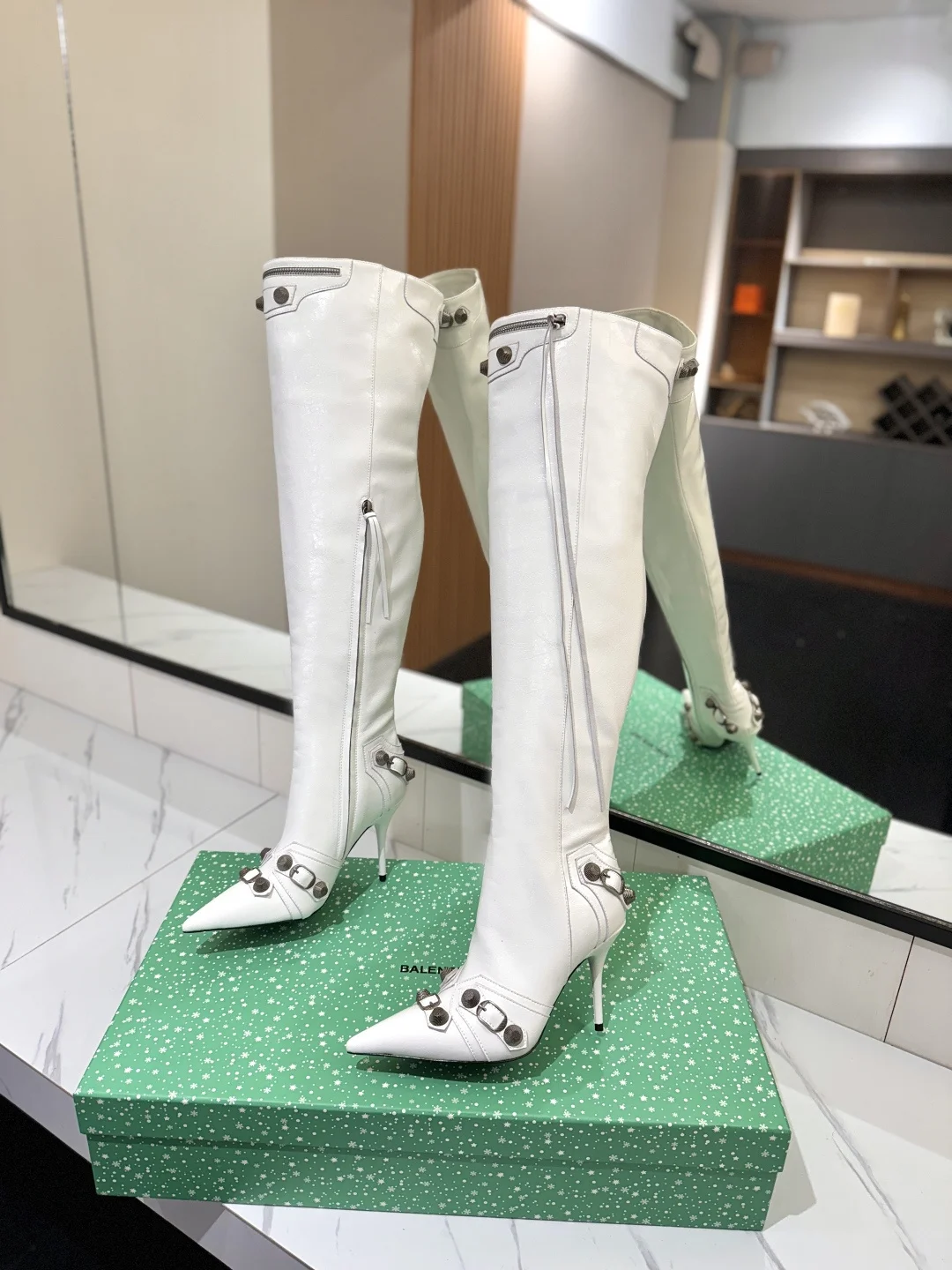 BALENCIAGA Boots Leather White-Silver F90202609111440 - Image 5
