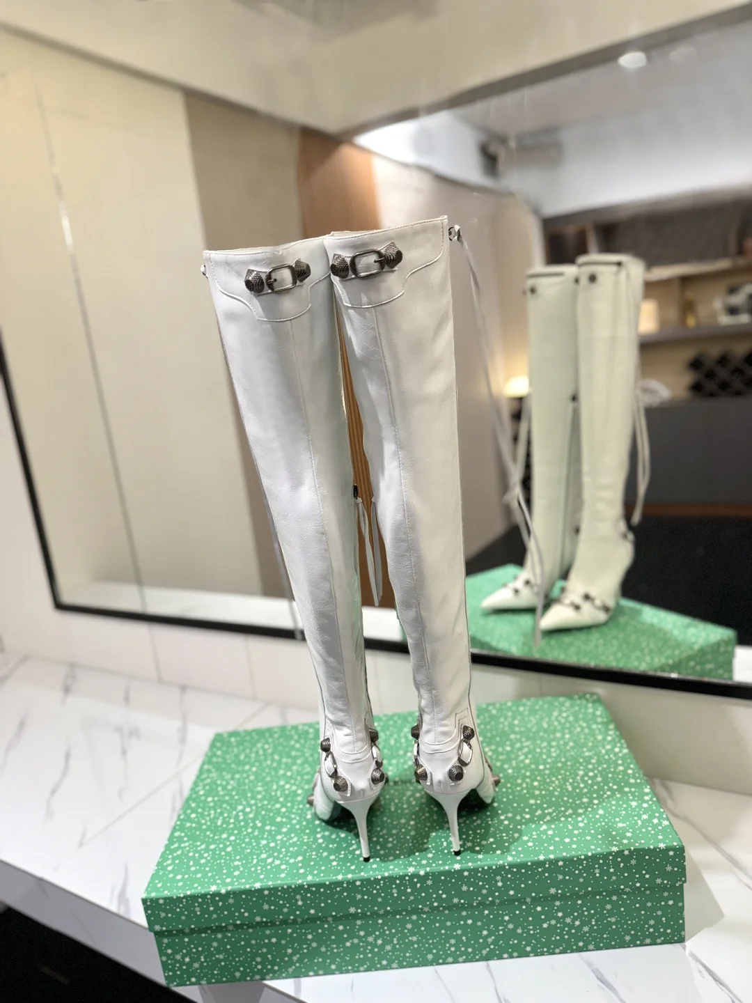 BALENCIAGA Boots Leather White-Silver F90202609111440 - Image 9