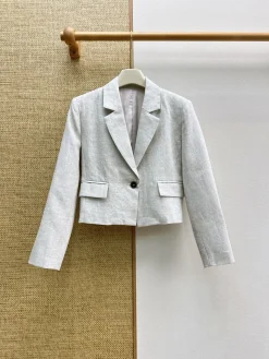 BALENCIAGA Jackets Linen Gray-Black S-L C05202609063276