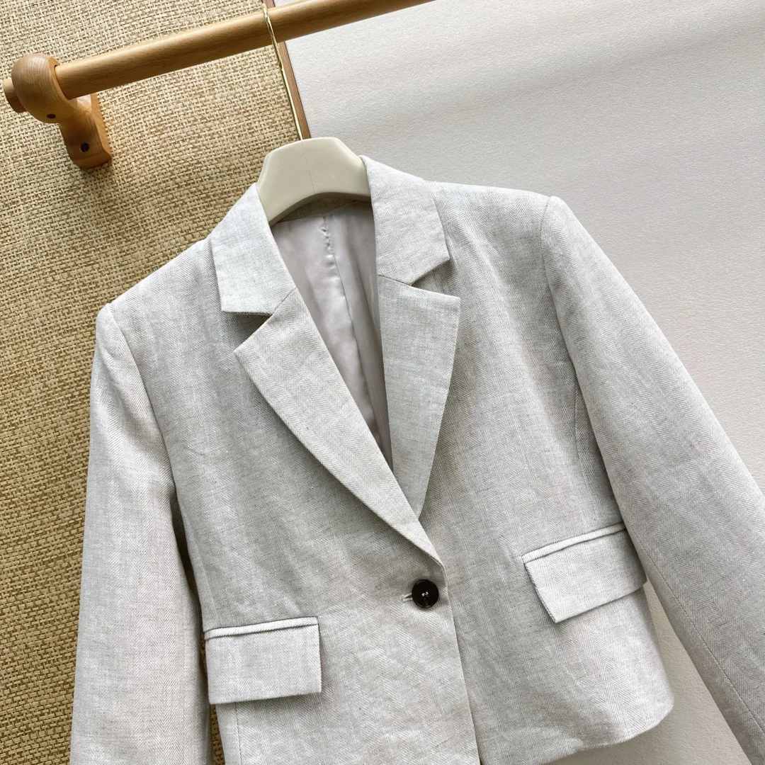 BALENCIAGA Jackets Linen Gray-Black S-L C05202609063276 - Image 3