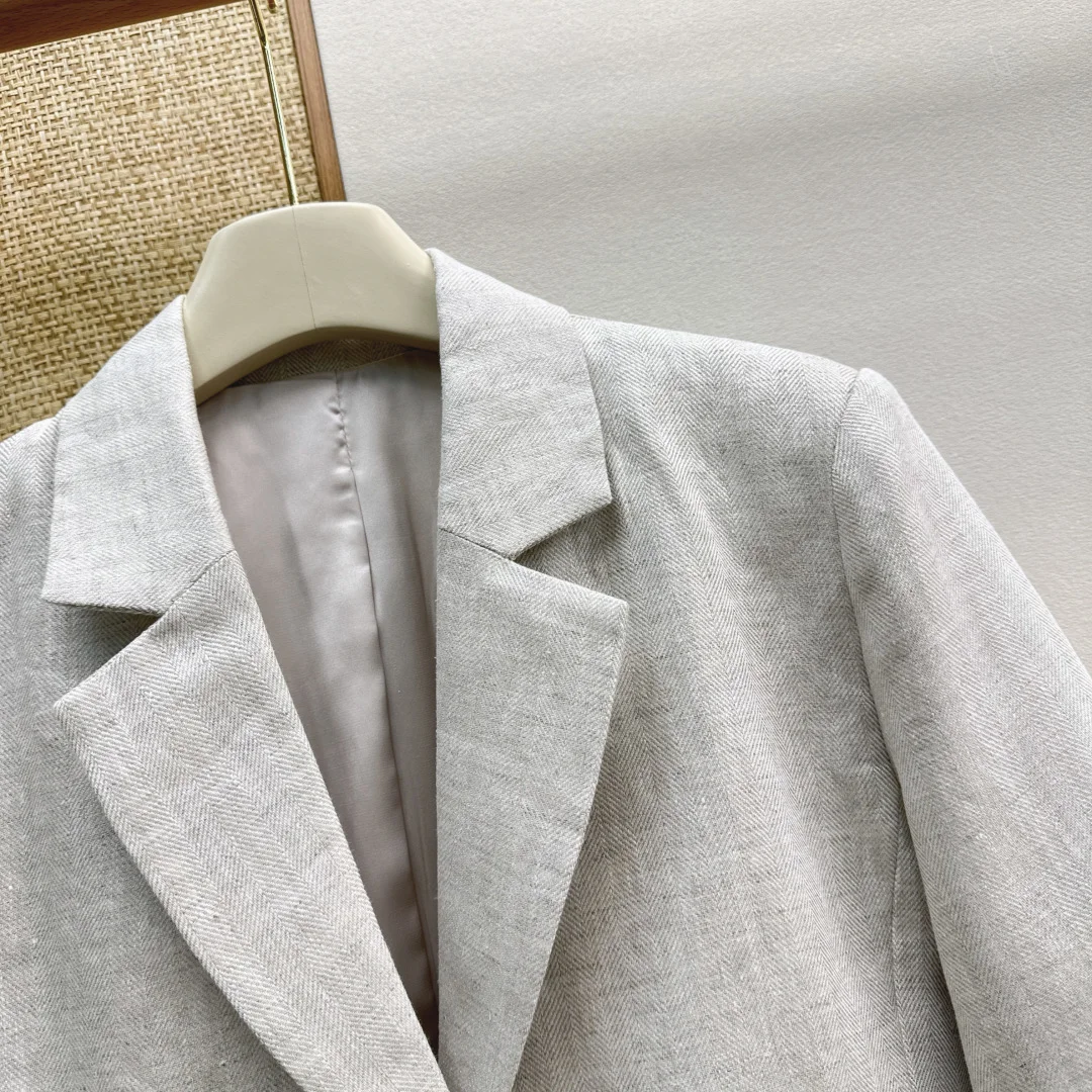 BALENCIAGA Jackets Linen Gray-Black S-L C05202609063276 - Image 4
