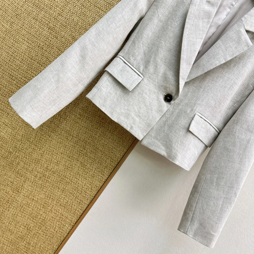 BALENCIAGA Jackets Linen Gray-Black S-L C05202609063276 - Image 5