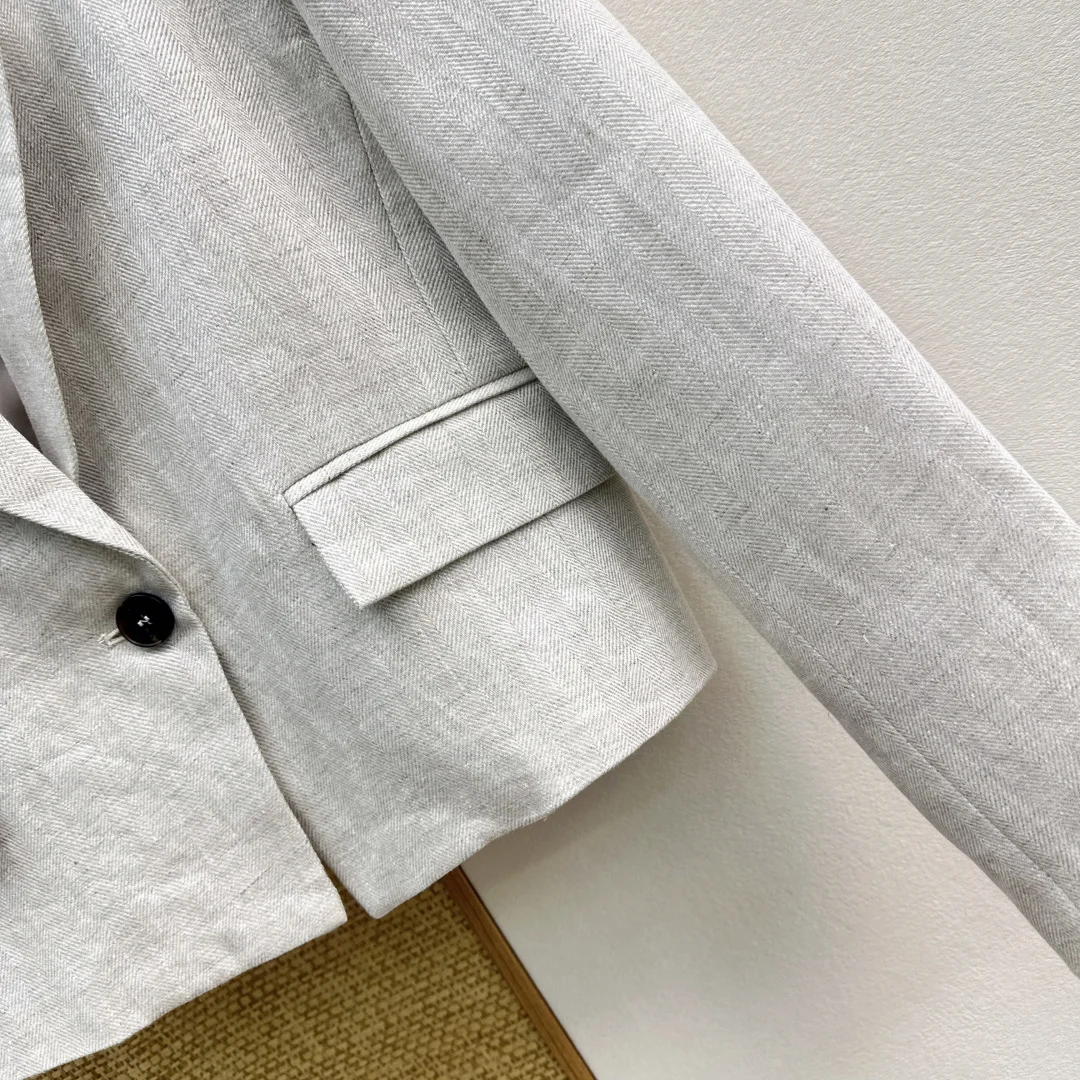 BALENCIAGA Jackets Linen Gray-Black S-L C05202609063276 - Image 6