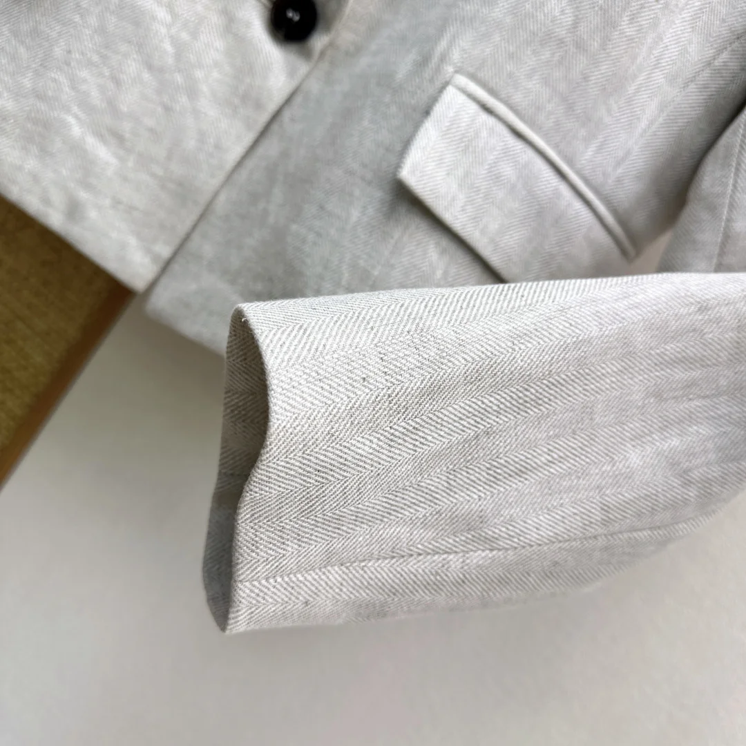 BALENCIAGA Jackets Linen Gray-Black S-L C05202609063276 - Image 7