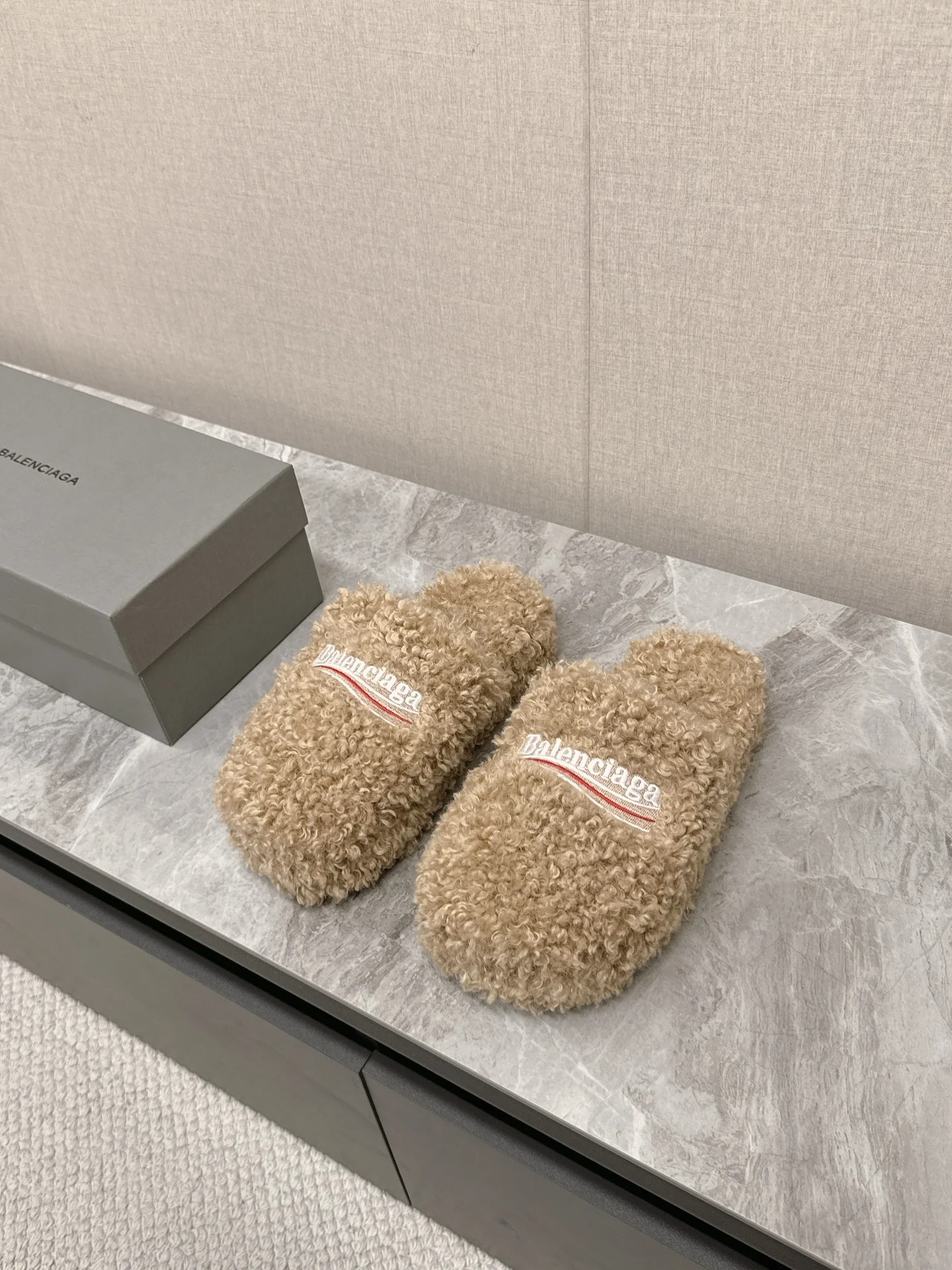 BALENCIAGA Slippers Brushed Cotton Beige-White EU35-44 B10202609111360