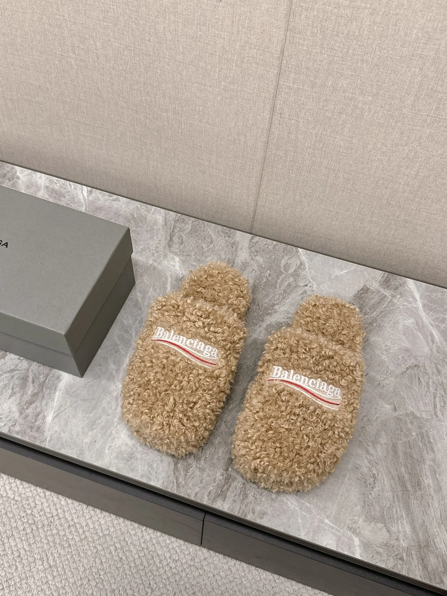 BALENCIAGA Slippers Brushed Cotton Beige-White EU35-44 B10202609111360 - Image 3