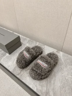 BALENCIAGA Slippers Cotton Gray-White EU35-45 B00202609111397