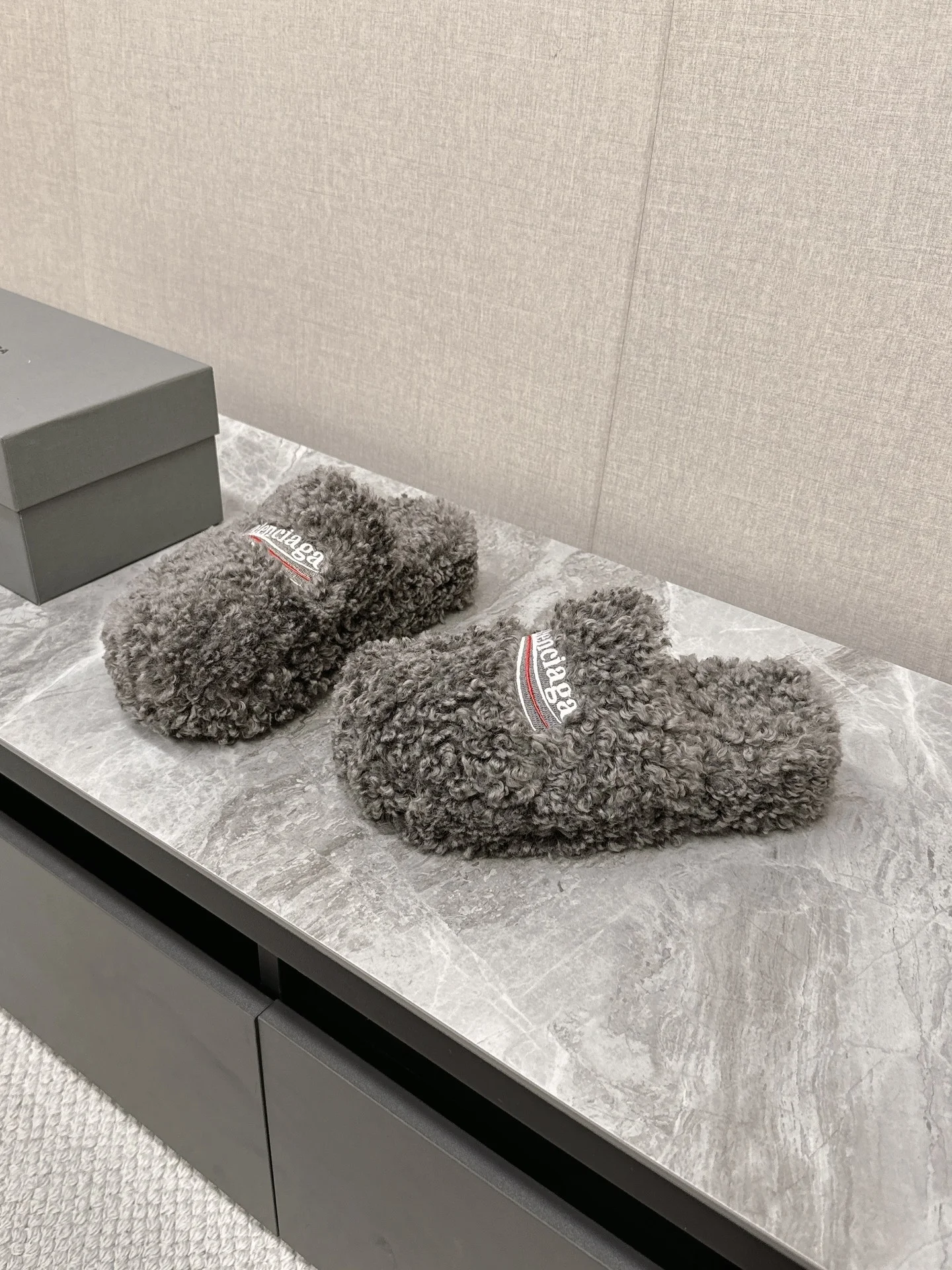 BALENCIAGA Slippers Cotton Rubber Gray-White EU35-44 B10202609111362 - Image 2