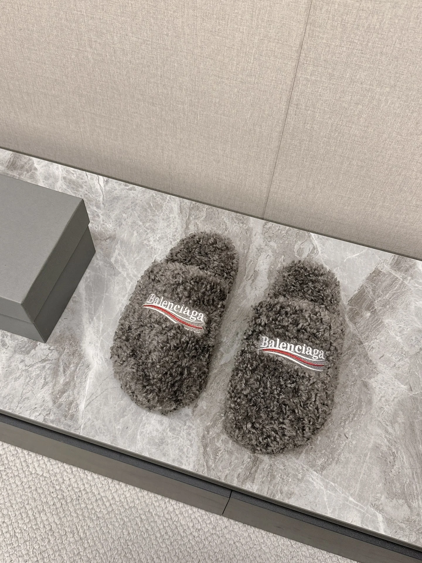 BALENCIAGA Slippers Cotton Rubber Gray-White EU35-44 B10202609111362 - Image 3