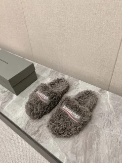 BALENCIAGA Slippers Cotton Rubber Gray-White EU35-45 A70202609111404