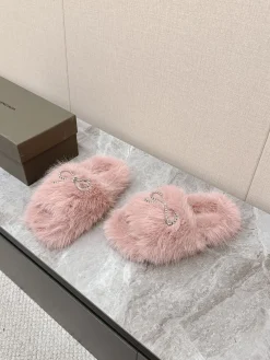 Alternative view of BALENCIAGA Slippers Faux Fox Fur Pink-Silver EU35-40 B20202609111385