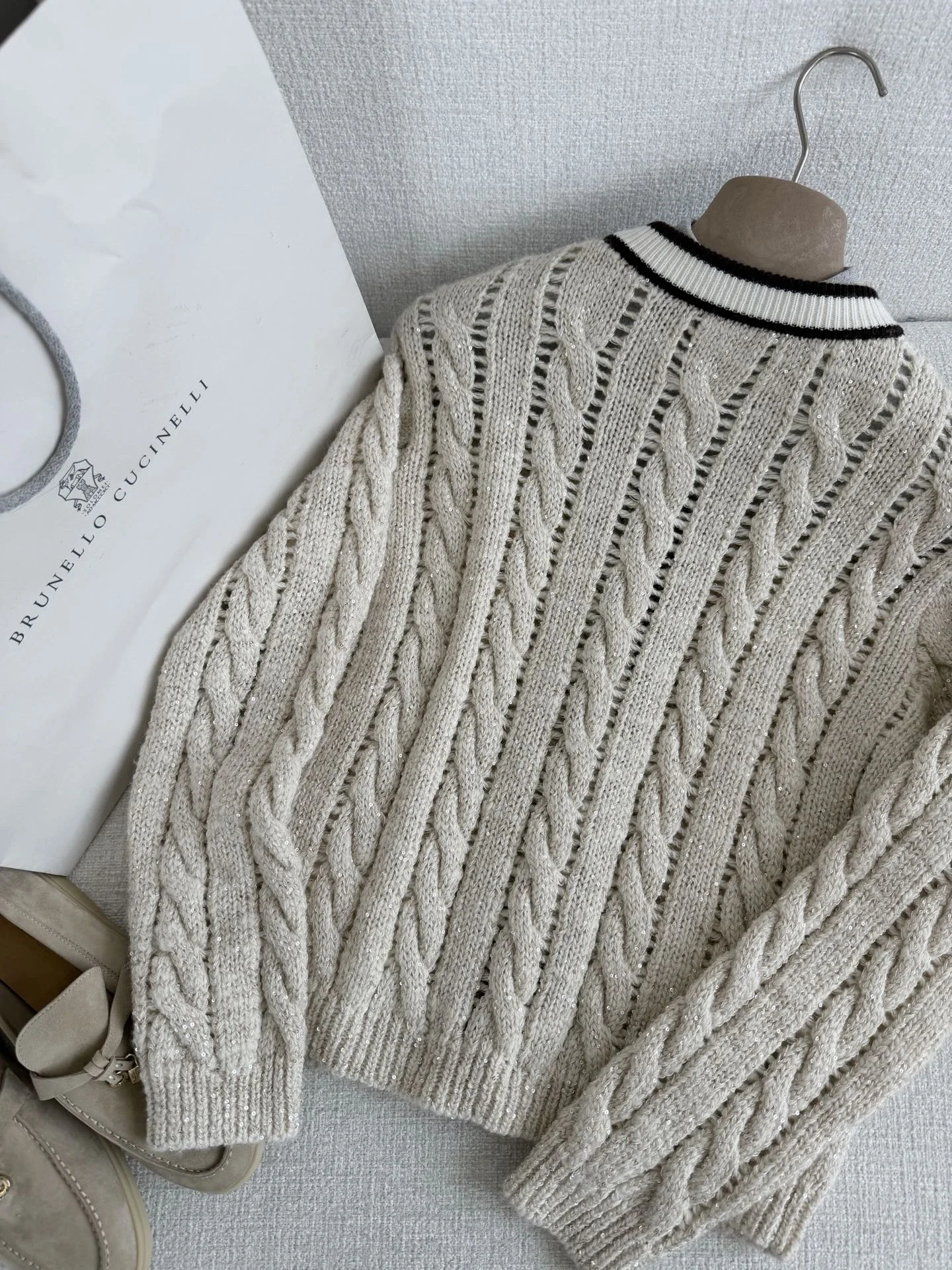 BALENCIAGA Sweaters Cream-Black S-L D55202609061997 - Image 8