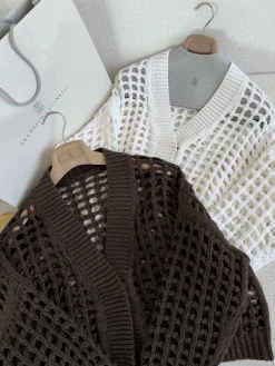 BALENCIAGA Sweaters Knit Brown-White S-L C05202609061547