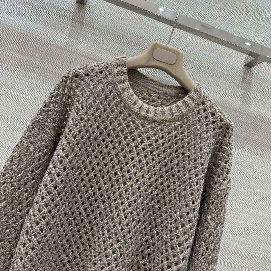 BALENCIAGA Sweaters Sequined Yarn Brown-Gold S-L C95202609062050 - Image 2