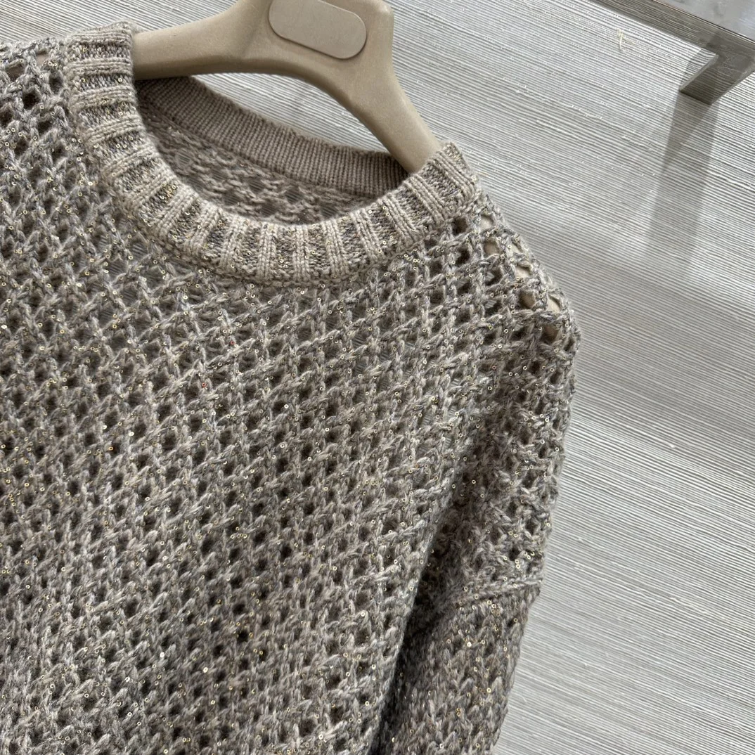 BALENCIAGA Sweaters Sequined Yarn Brown-Gold S-L C95202609062050 - Image 4