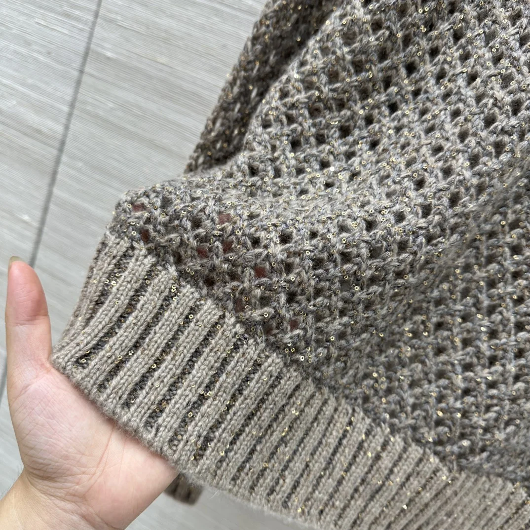 BALENCIAGA Sweaters Sequined Yarn Brown-Gold S-L C95202609062050 - Image 7