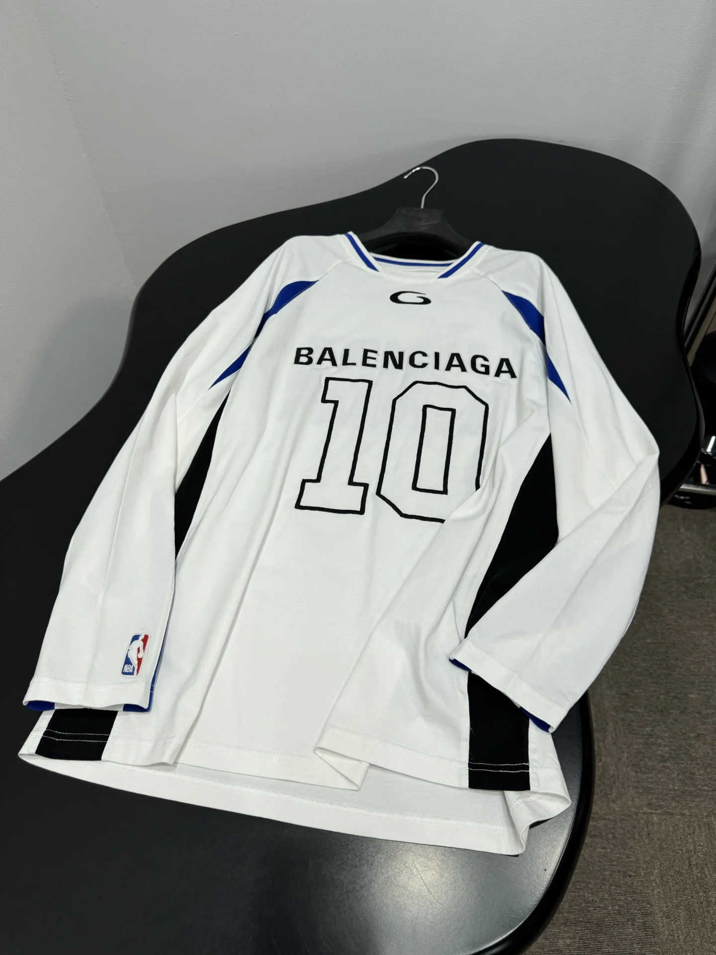 BALENCIAGA T-shirts Jersey White-Blue S-L B20202609060339 - Image 7