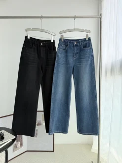 BALENCIAGA Trousers Cotton Denim Black-Blue 26-30 B65202609063550