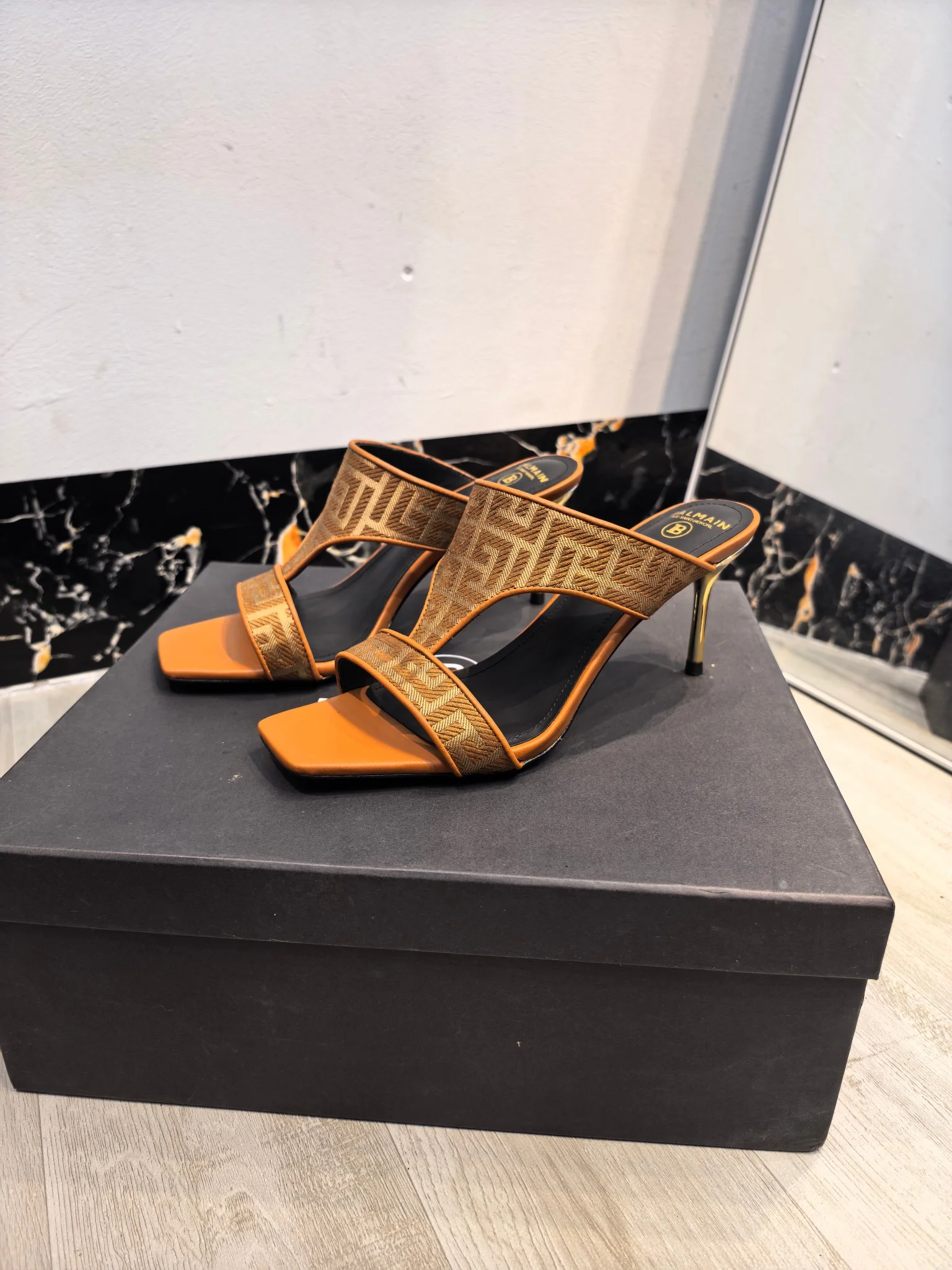 BALMAIN Mules Brown-Orange B60202609110176 - Image 3