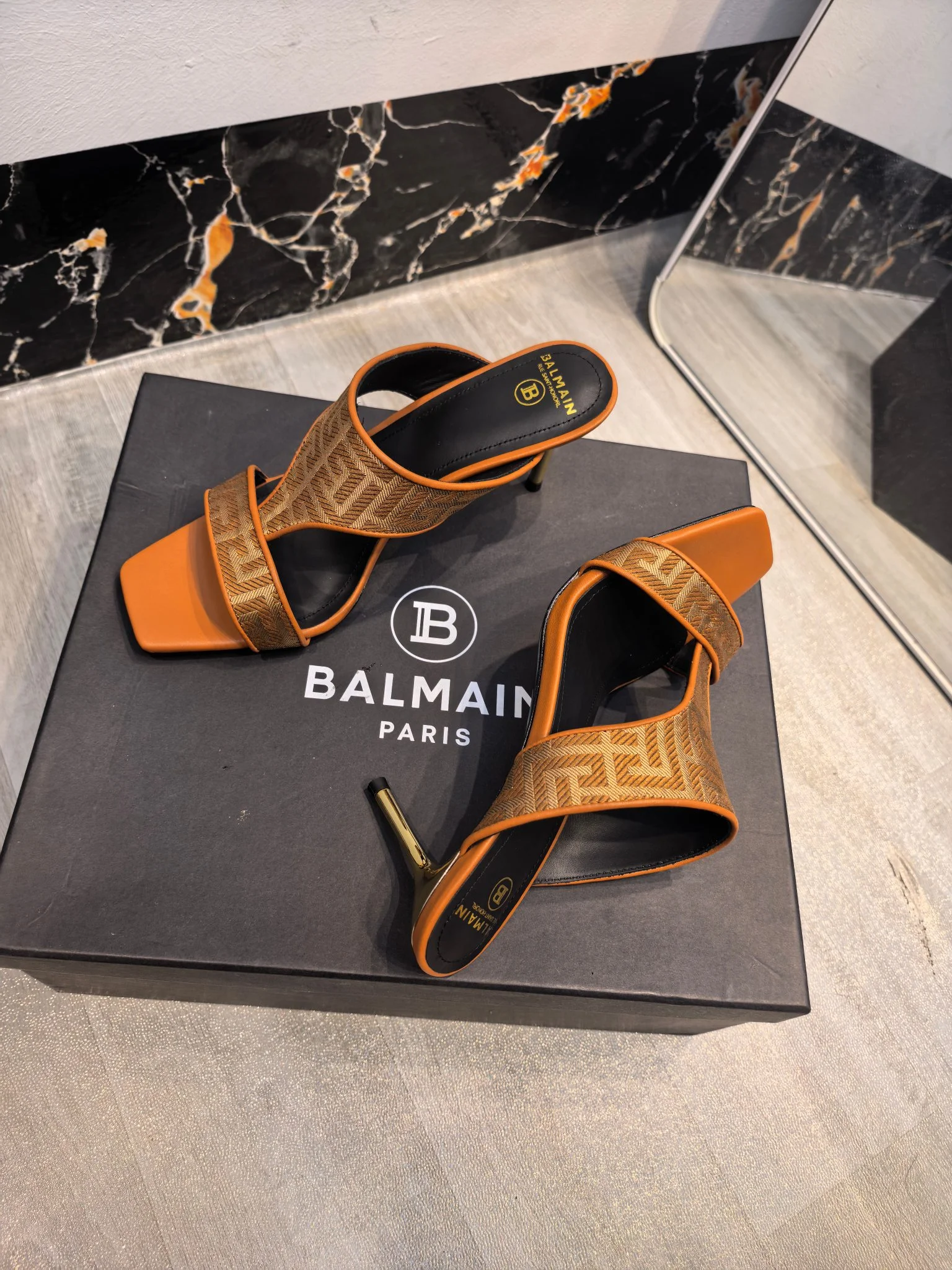 BALMAIN Mules Brown-Orange B60202609110176 - Image 7