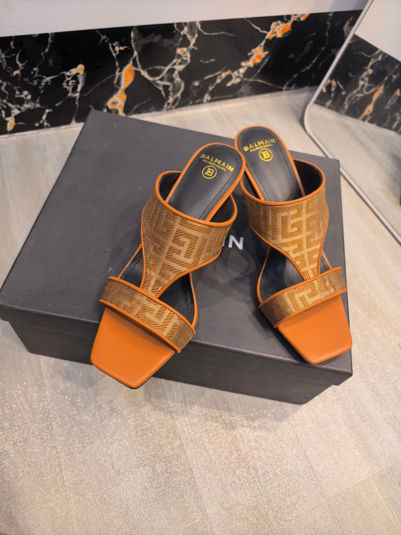 BALMAIN Mules Brown-Orange B60202609110176 - Image 8