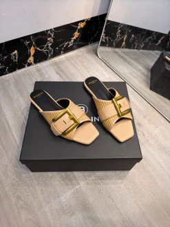 Alternative view of BALMAIN Slides Calf Leather Beige-Gold EU36-42 C00202609110177