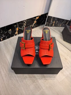 BALMAIN Slides Leather Red-Gold EU36-42 C60202609110186