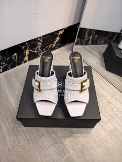 BALMAIN Slides Leather White-Gold EU36-42 C60202609110185