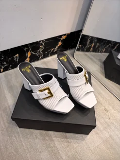 Alternative view of BALMAIN Slides Leather White-Gold EU36-42 C60202609110185