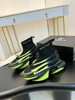 Alternative view of BALMAIN Sneakers Mixed Materials Black-Lime EU35-46 C90202609110084