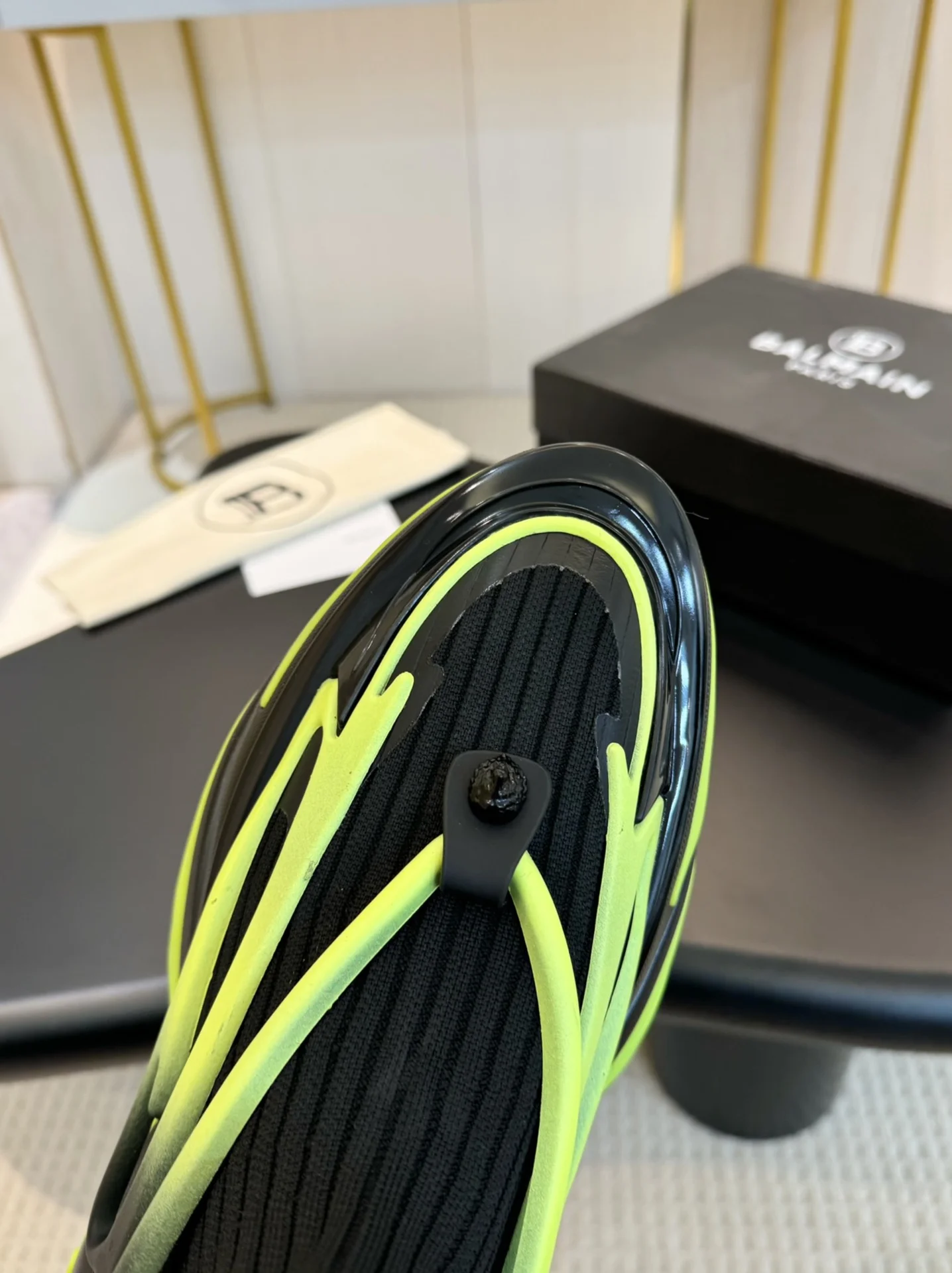 BALMAIN Sneakers Mixed Materials Black-Lime EU35-46 C90202609110084 - Image 8