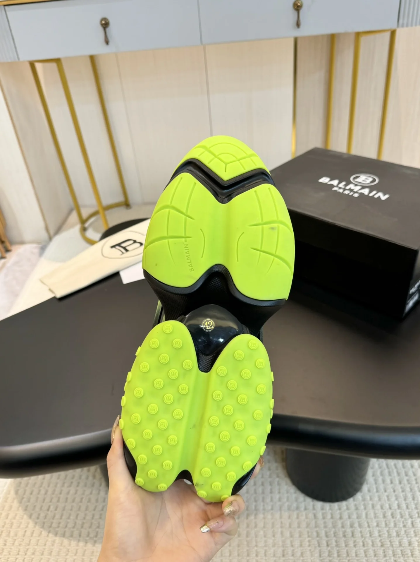 BALMAIN Sneakers Mixed Materials Black-Lime EU35-46 C90202609110084 - Image 9